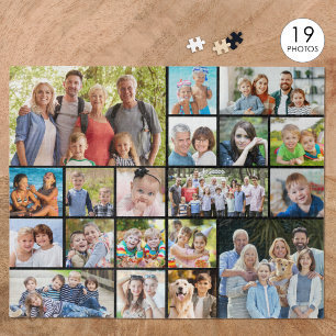 Personalized 19 Photo Collage Custom Color Jigsaw Puzzle