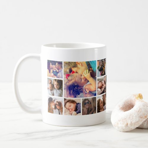 Personalized 19 Square Photo Collage Coffee Mug - Cool photo collage mug featuring 19 pictures of family, friends and pets for you to change to your own.
