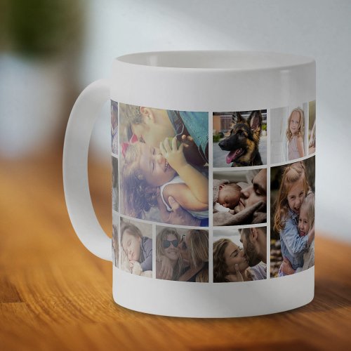 Personalized 19 Square Photo Collage Coffee Mug