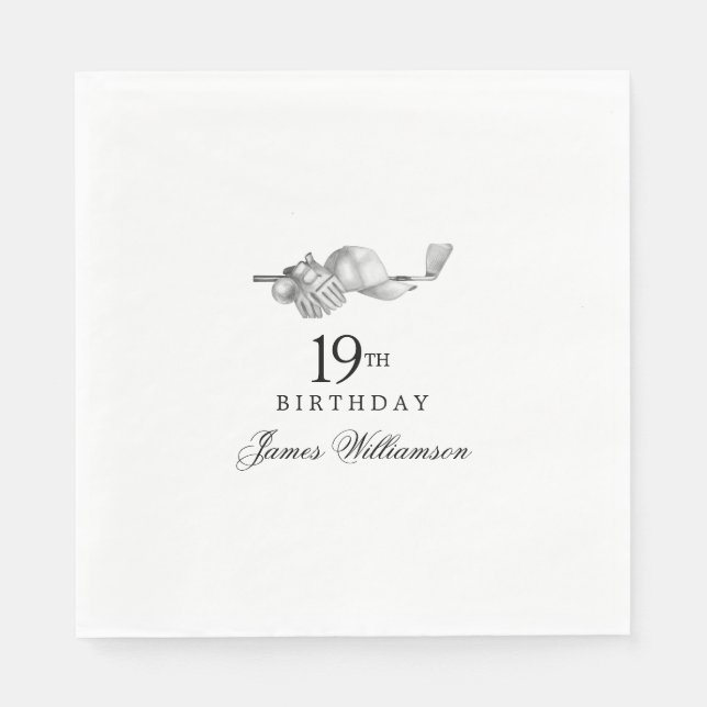 Personalized 19th Birthday Party Golf Theme Napkins (Front)