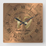 Personalized 19th Bronze Anniversary Gift Idea Square Wall Clock at Zazzle