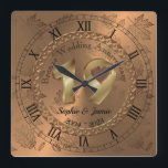 Personalized 19th Bronze Anniversary Gift Idea Square Wall Clock<br><div class="desc">Personalized Bronze effect 19th Anniversary wall clock. Customizable 19 year wedding anniversary celebration gift idea for him,  her or couple.</div>