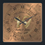 Personalized 19th Bronze Anniversary Gift Idea Square Wall Clock<br><div class="desc">Personalized Bronze effect 19th Anniversary wall clock. Customizable 19 year wedding anniversary celebration gift idea for him,  her or couple.</div>