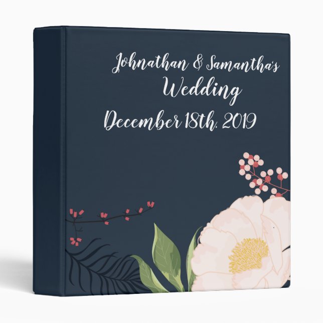 Personalized 1.5" Wedding Binder Baby Pink Cosmos (Front/Spine)