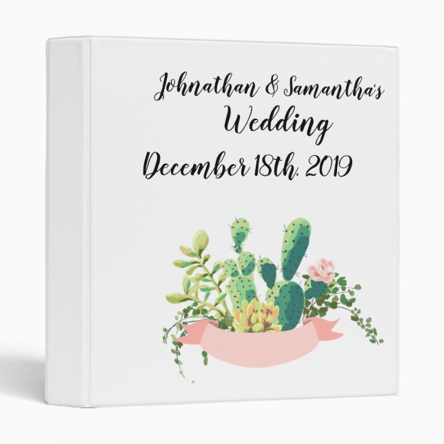 Personalized 1.5" Wedding Binder Bohemian Cactus S (Front/Spine)