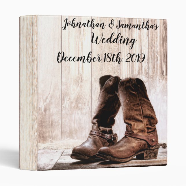 Personalized 1.5" Wedding Binder boots country rus (Front/Spine)