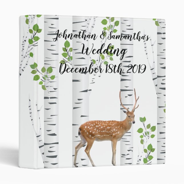 Personalized 1.5" Wedding Binder Deer Doe Buck Woo (Front/Spine)