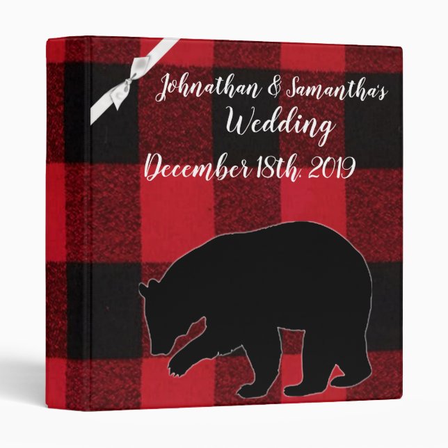 Personalized 1.5" Wedding Binder Red Buffalo Plaid (Front/Spine)