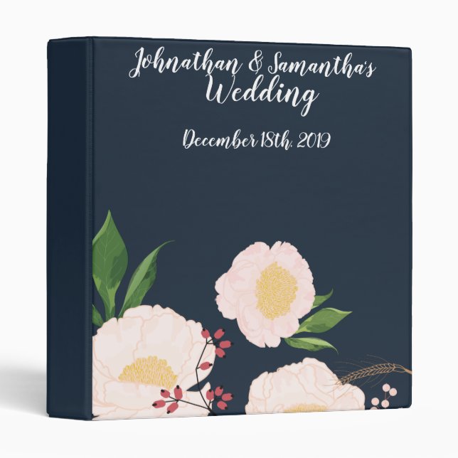 Personalized 1.5" Wedding Binder White Floral Flow (Front/Spine)
