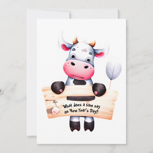 Personalized 1 Dad Joke Funny Cow New Years Card