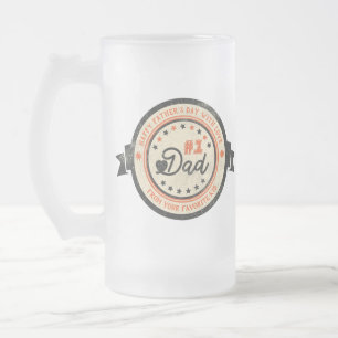 Personalized #1 DAD Vintage Label Frosted Glass Beer Mug