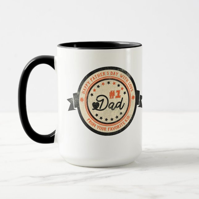 Personalized #1 DAD Vintage Label Mug (Left)