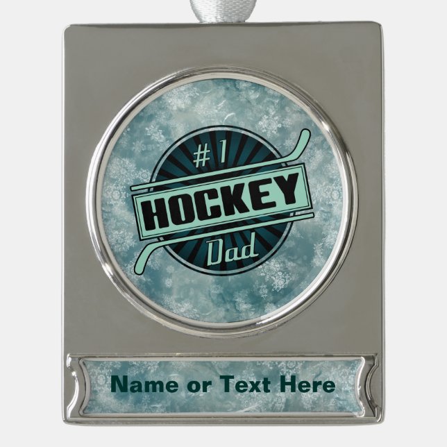 Personalized #1 Hockey Dad Christmas Ornament (Front)