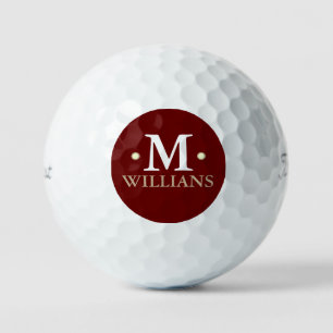 Personalized 1-letter Monogram Dark Red Circle Golf Balls