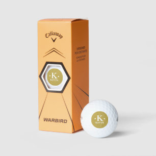 Personalized 1-letter Monogram ocher yellow Golf Balls