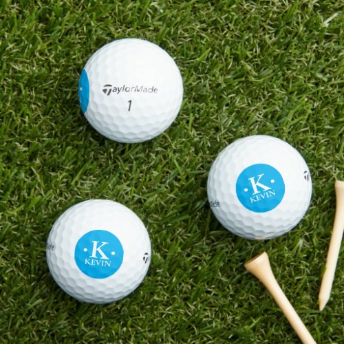 Personalized 1_letter Monogram sky_blue Golf Balls