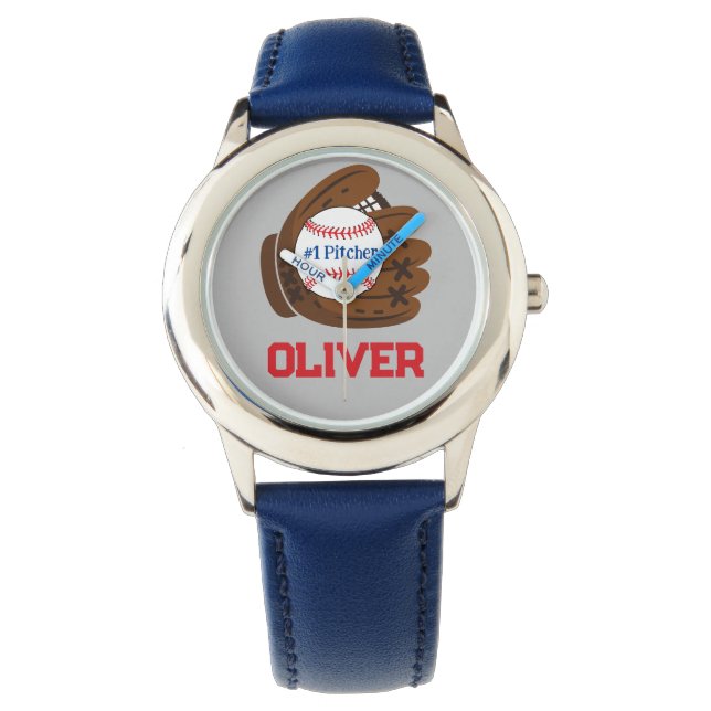Personalized #1 Pitcher Boy's Baseball Watch (Front)