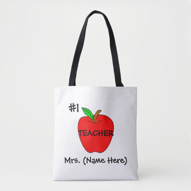 Personalized #1 Teacher Tote Bag (Front)