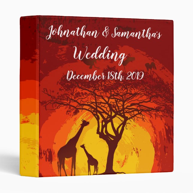 Personalized 1" Wedding Binder African Safari Gira (Front/Spine)
