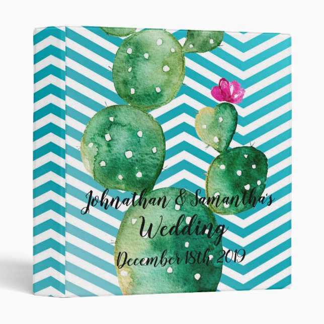 Personalized 1" Wedding Binder Boho Cacti Cactus S (Front/Spine)