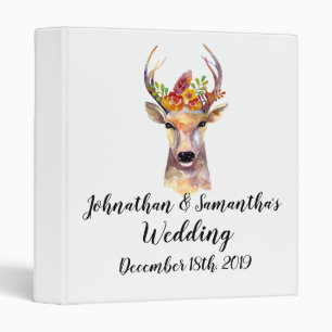 Personalized 1" Wedding Binder boho deer Buck Head