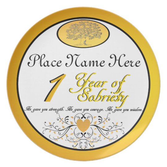 Personalized 1 Year Of Sobriety Anniversary Plate | Zazzle.Com