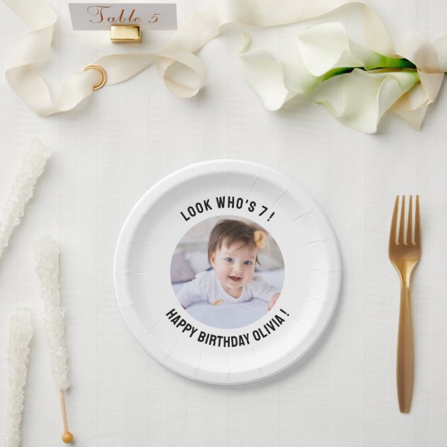 Personalized 1st 7th 20th 30th 40th 50th Birthday Paper Plates (Wedding)