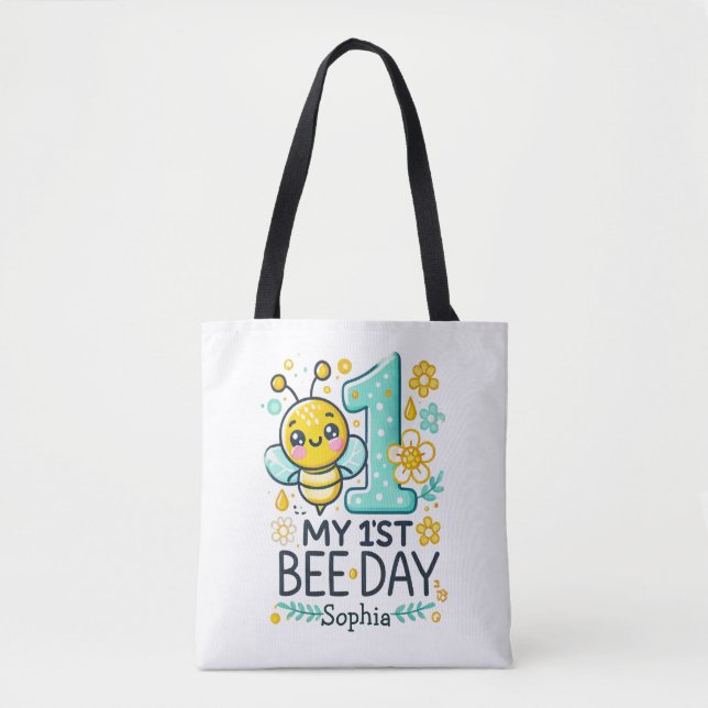 Personalized 1st Bee Day Tote Bag (Front)
