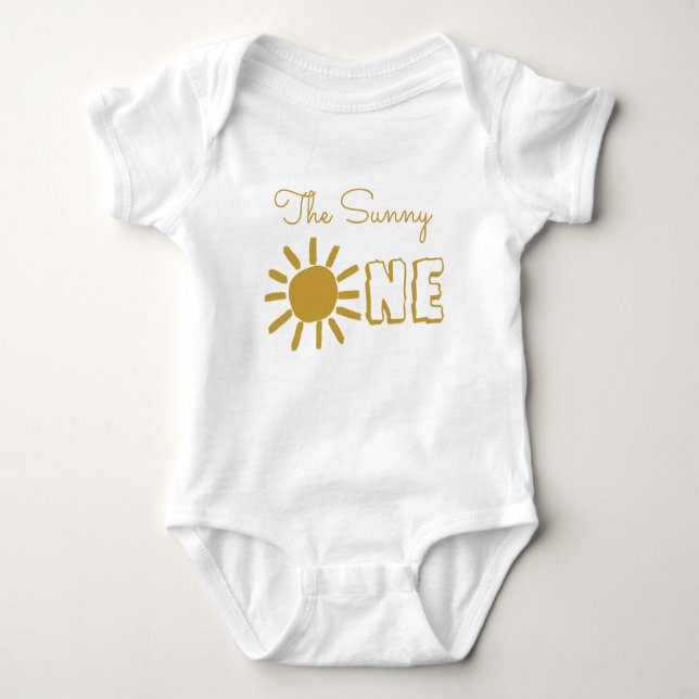 Personalized 1st birthday baby sun happy cute baby bodysuit (Front)