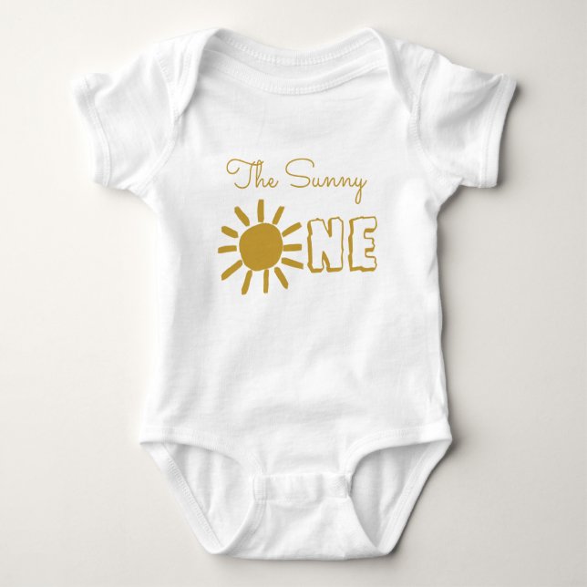 Personalized 1st birthday baby sun happy cute bodysuit (Front)
