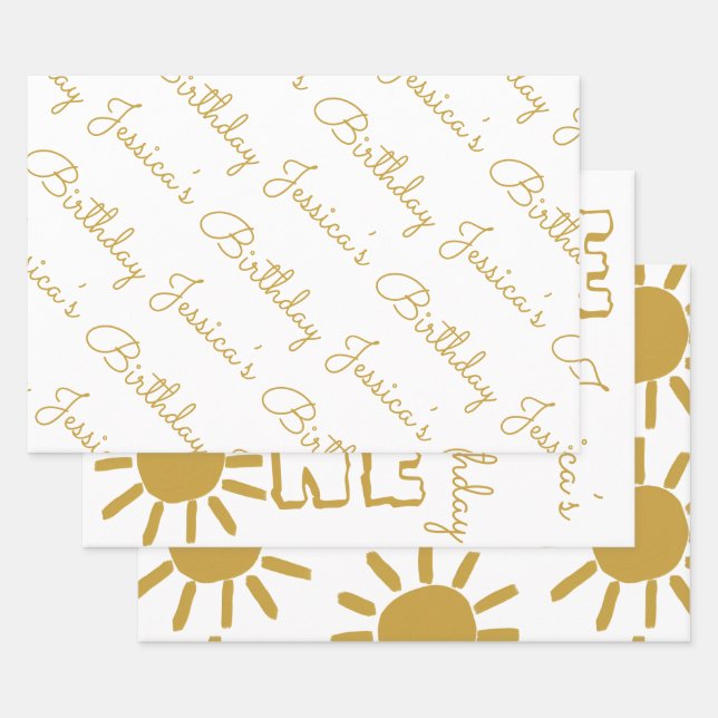 Personalized 1st birthday baby sun happy cute  wrapping paper sheets (Set)