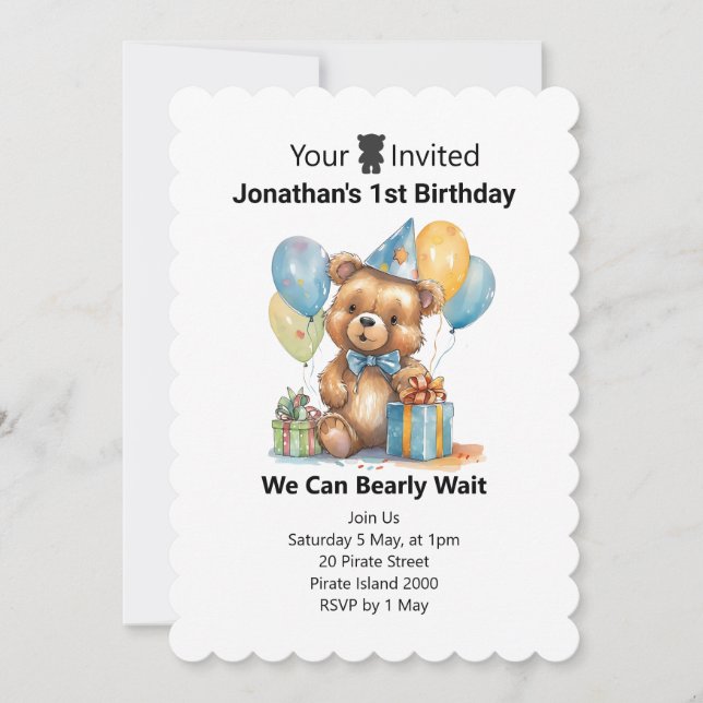 personalized 1st Birthday balloons Invitation (Front)