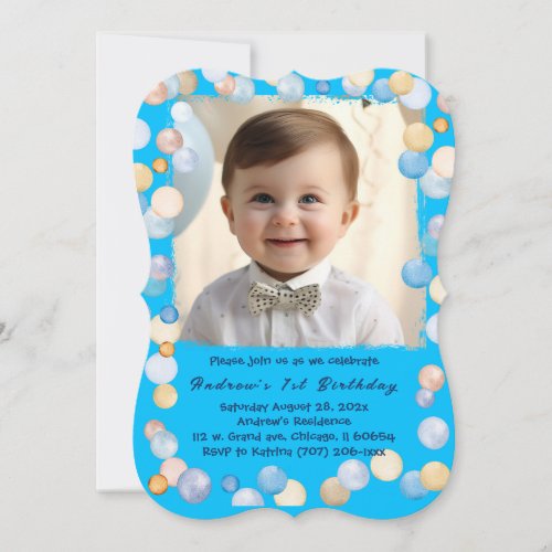 Personalized 1st Birthday Boy Photo Invitation