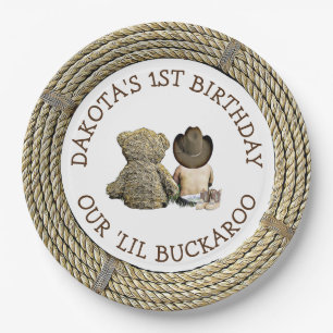 Personalized 1st Birthday Cowboy Themed Paper Plates