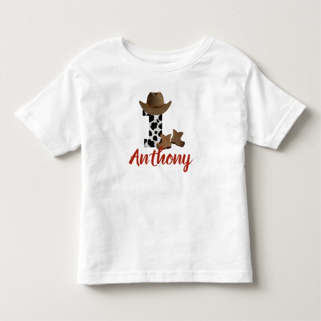 Personalized 1st Birthday Cowboy Toddler T-shirt (Front)