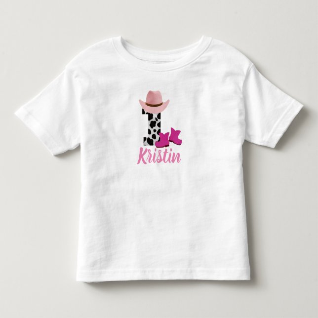 Personalized 1st Birthday Cowgirl Toddler T-shirt (Front)