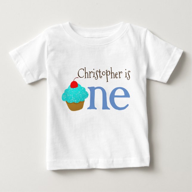 Personalized 1st Birthday Cupcake Shirt (Front)