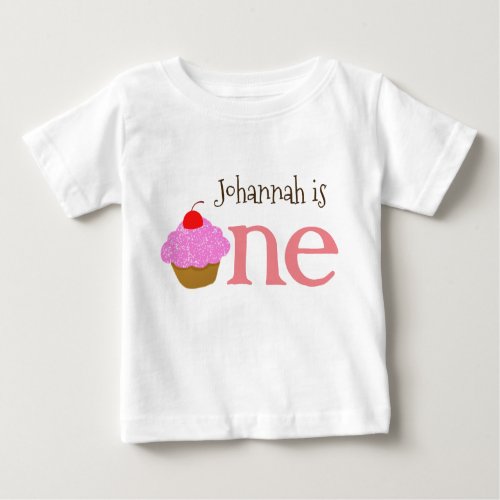 Personalized 1st Birthday Girls Cupcake Shirt