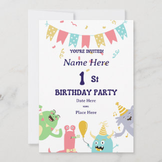 Personalized 1st Birthday Invitation – Boy or Girl