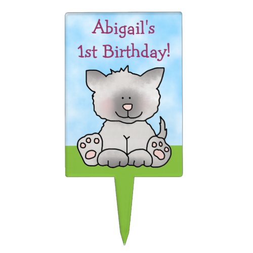 Personalized 1st Birthday Kitty Cat Cake Topper