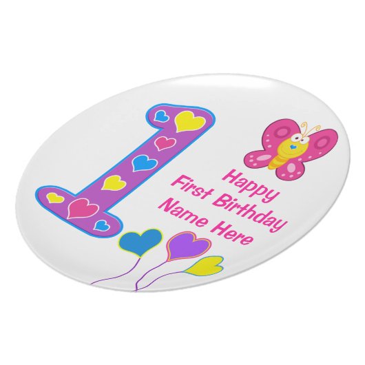 PERSONALIZED 1st Birthday Plates for Baby Girls (Left Side)