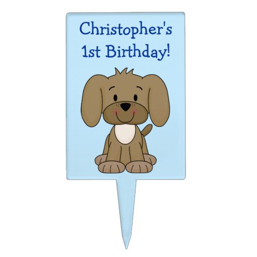 Personalized 1st Birthday Puppy Dog Cake Topper