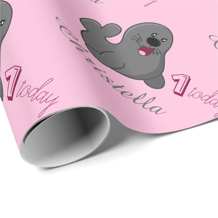 baby girl first birthday wrapping paper