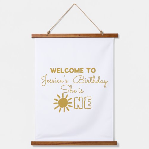 Personalized 1st birthday welcome sun happy cute   hanging tapestry
