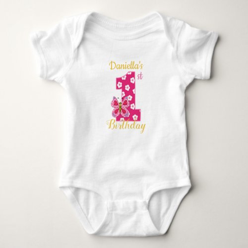 Personalized 1st Birthday With Name Baby Girl Boy Baby Bodysuit