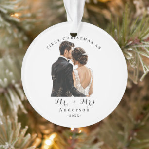Personalized  1st Christmas as Mr and Mrs Couple Ornament