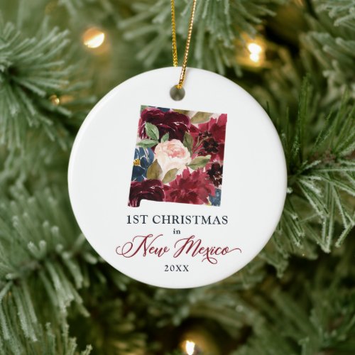 Personalized 1st Christmas In New Mexico NM State Ceramic Ornament