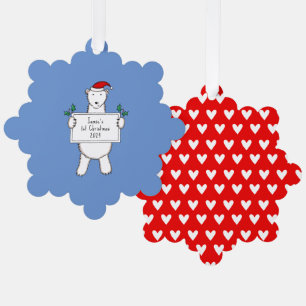 Personalized 1st Christmas Polar Bear  Ornament Card