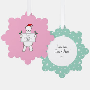 Personalized 1st Christmas Polar Bear  Ornament Card