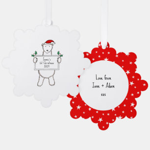 Personalized 1st Christmas Polar Bear Ornament Card